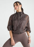 Jaqueta Feminina Cropped Recortada - Marrom