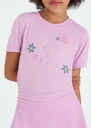Camiseta Feminina Infantil Manga Curta Thermodry Pespontos - Lilas