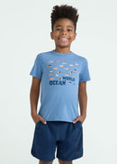 Camiseta Infantil Masculina  Manga Curta  Peixes