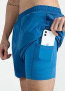 Shorts Masculino Curto Com Bermuda - AZUL